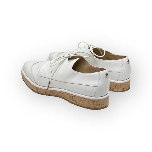 new Michael Kors ❁ Zane Leather Wingtip Cork Platform Espadrilles ❁ Optic White - Picture 5 of 16